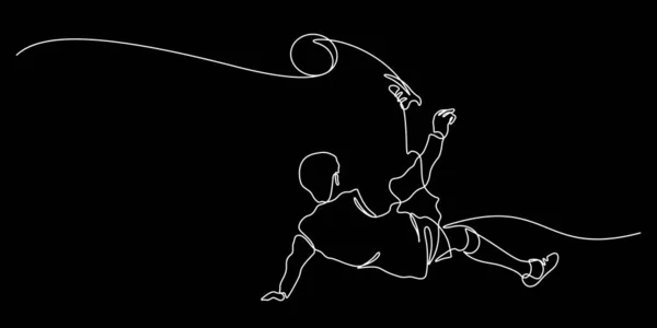 Безперервна Лінія Креслення Велосипедного Удару Футболіста Векторні Ілюстрації — стоковий вектор