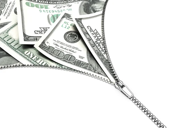 Dollars on zipper — Stock Photo, Image