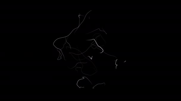 Bola abstracta de líneas blancas en movimiento rápido sobre un fondo negro. Esfera Ciencia Tecnología. 4k — Vídeos de Stock