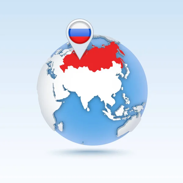 Federación Rusa mapa del país y la bandera situada en el mundo, mapa del mundo. — Archivo Imágenes Vectoriales