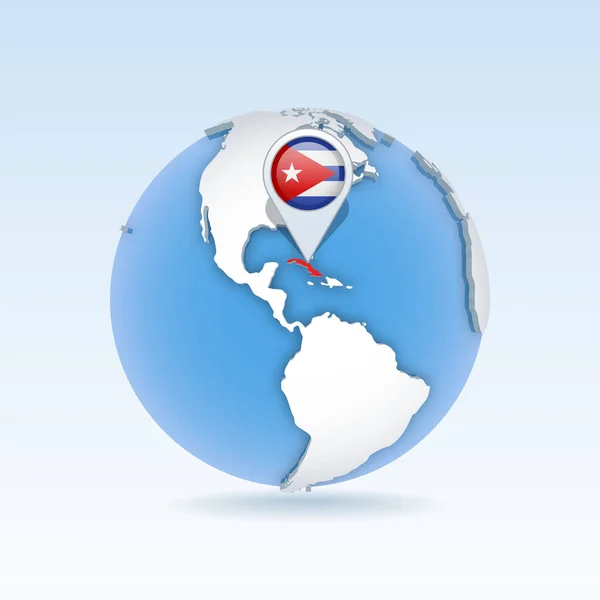 キューバ 全国地図とフラグが世界中に位置し 世界地図 3Dベクトルイラスト — ストックベクタ