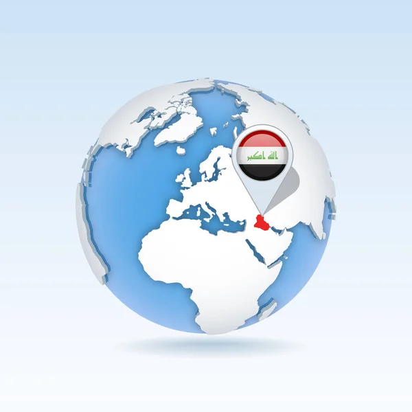 Irak Carte Pays Drapeau Situé Sur Planète Carte Monde Illustration — Image vectorielle