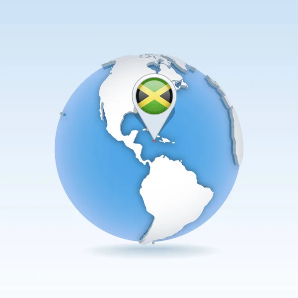 Jamaika Dünya Haritasında Bulunan Ülke Haritası Bayrağı Vektör Illüstrasyonu — Stok Vektör