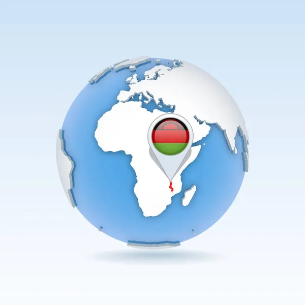 Malawi Szczegółowa Mapa Kraju Flaga Świecie Ilustracja Wektora — Wektor stockowy