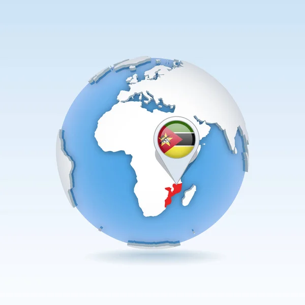 모잠비크 지도와 지도에 위치해 일러스트 — 스톡 벡터