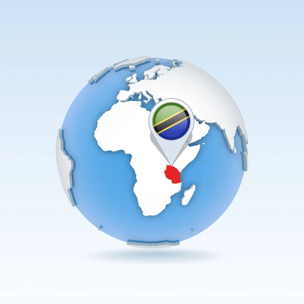 Tanzania Mapa Del País Bandera Situada Mundo Mapa Del Mundo — Vector de stock