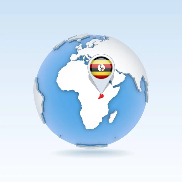 Uganda Mapa País Bandeira Localizada Globo Mapa Mundo Ilustração Vetorial —  Vetores de Stock