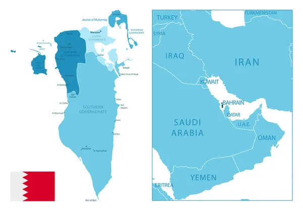 Бахрейн Подробная Синяя Карта Векторная Иллюстрация — стоковый вектор