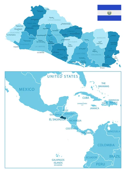 Salvador Mapa Azul Altamente Detalhado Ilustração Vetorial — Vetor de Stock