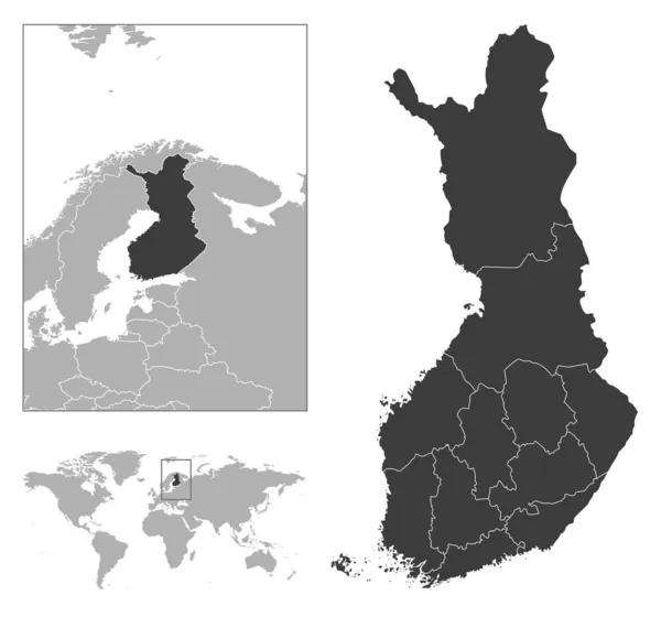 Finlandia Szczegółowy Zarys Kraju Lokalizacja Mapie Świata Ilustracja Wektora — Wektor stockowy