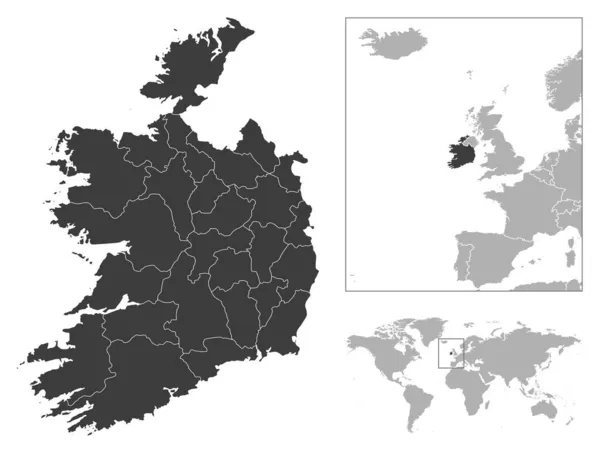 Irlanda Descripción Detallada Del País Ubicación Mapa Del Mundo Ilustración — Vector de stock