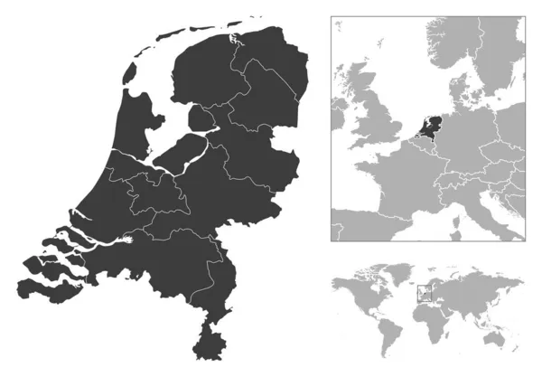 Países Bajos Descripción Detallada Del País Ubicación Mapa Del Mundo — Vector de stock