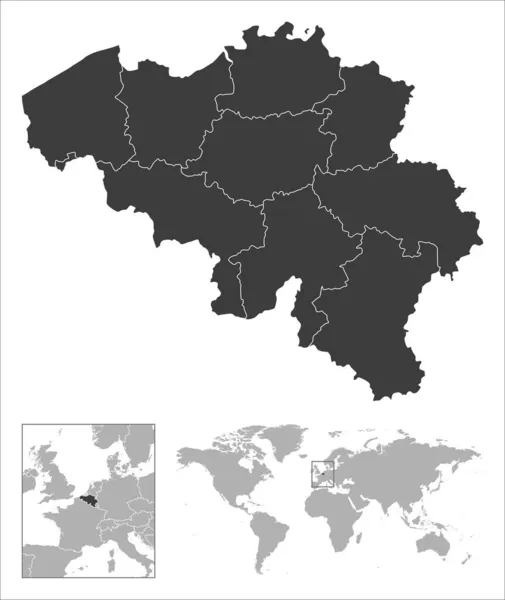 Bélgica Esboço Detalhado País Localização Mapa Mundo Ilustração Vetorial —  Vetores de Stock