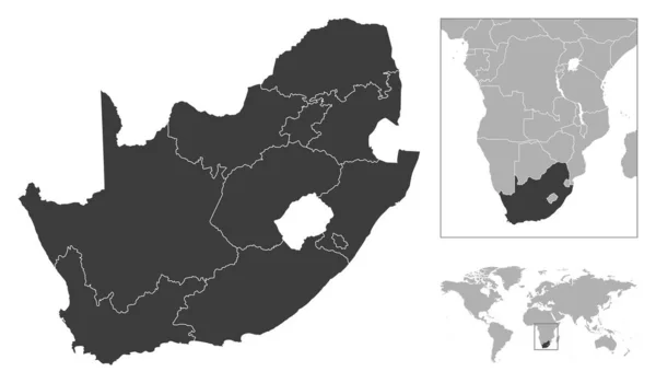 Sudáfrica Descripción Detallada Del País Ubicación Mapa Del Mundo Ilustración — Vector de stock