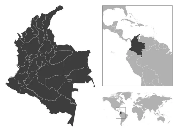 Kolumbien Detaillierte Länderskizze Und Lage Auf Der Weltkarte Vektorillustration — Stockvektor