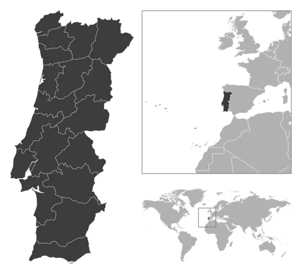 Португалия Подробный План Страны Расположение Карте Мира Векторная Иллюстрация — стоковый вектор