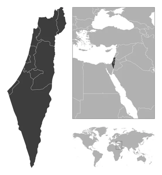 Израиль Подробный План Страны Расположение Карте Мира Векторная Иллюстрация — стоковый вектор