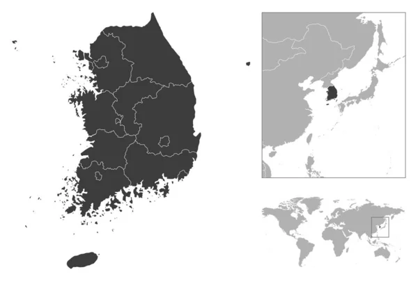 Corea Del Sud Descrizione Dettagliata Del Paese Posizione Sulla Mappa — Vettoriale Stock