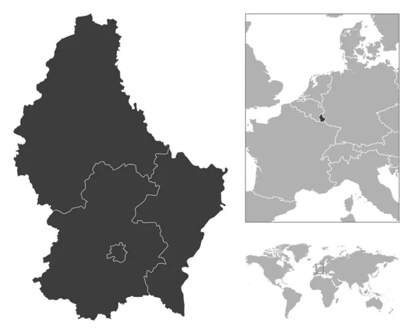 Luxemburg Detaillierte Länderübersicht Und Lage Auf Der Weltkarte Vektorillustration — Stockvektor