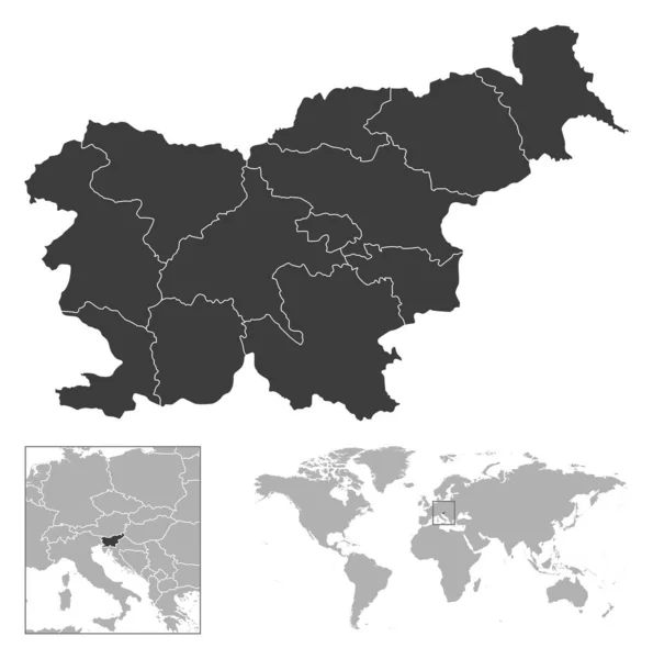 Slowenien Detaillierte Länderskizze Und Lage Auf Der Weltkarte Vektorillustration — Stockvektor