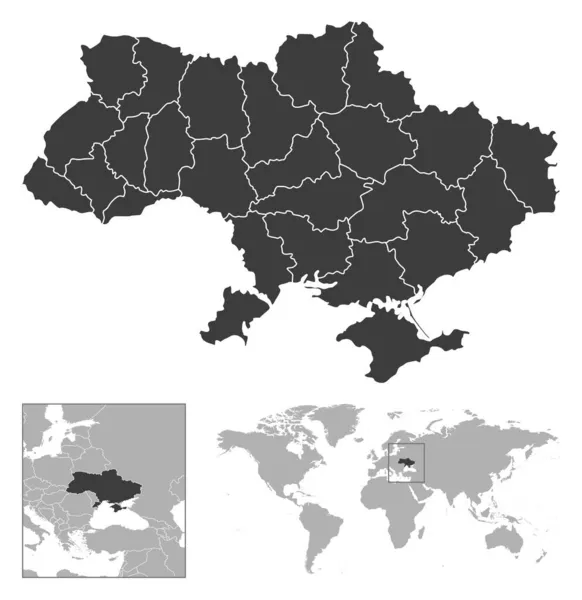 Ukraine Detaillierte Länderskizze Und Lage Auf Der Weltkarte Vektorillustration — Stockvektor