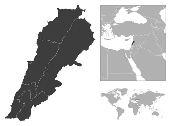 Libanon Gedetailleerde Landkaart Locatie Wereldkaart Vectorillustratie — Stockvector