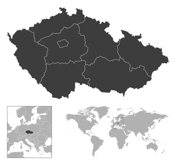 Czech Republic 詳細な国の概要と世界地図上の場所 ベクターイラスト — ストックベクタ