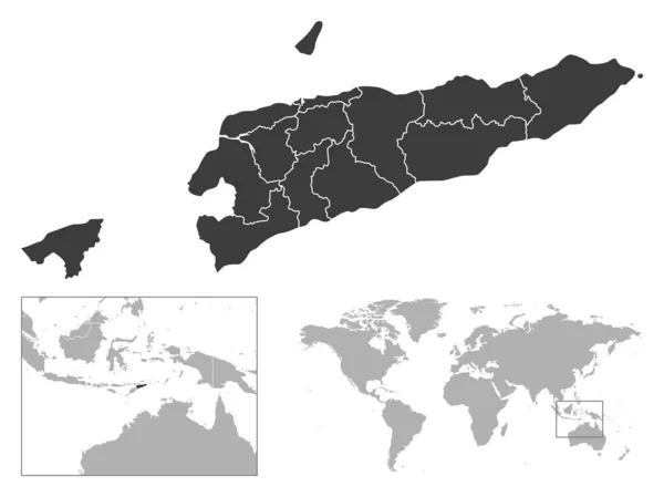 Osttimor Detaillierte Länderskizze Und Lage Auf Der Weltkarte Vektorillustration — Stockvektor