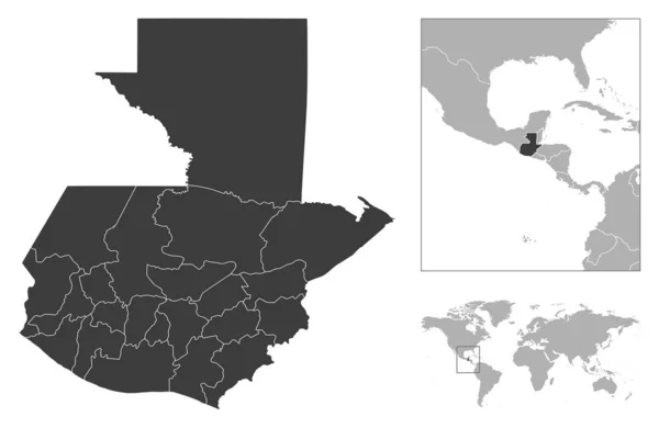 Guatemala Dünya Haritasında Detaylı Ülke Çizgisi Konumu Vektör Illüstrasyonu — Stok Vektör