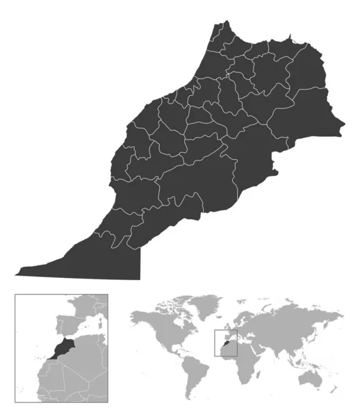 Marokko Gedetailleerde Landkaart Locatie Wereldkaart Vectorillustratie — Stockvector