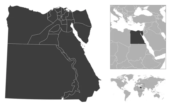 Egito Esboço Detalhado País Localização Mapa Mundo Ilustração Vetorial — Vetor de Stock