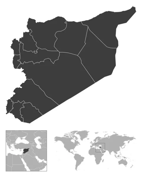 叙利亚 详细的国家概况和世界地图上的位置 矢量说明 — 图库矢量图片