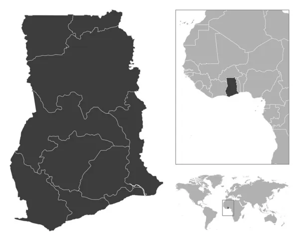 ガーナ 詳細な国の概要と世界地図上の場所 ベクターイラスト — ストックベクタ
