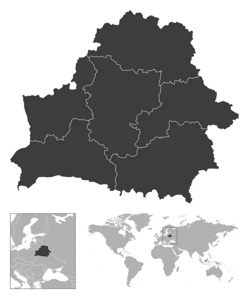 Bielorussia Schema Dettagliato Del Paese Posizione Sulla Mappa Del Mondo — Vettoriale Stock