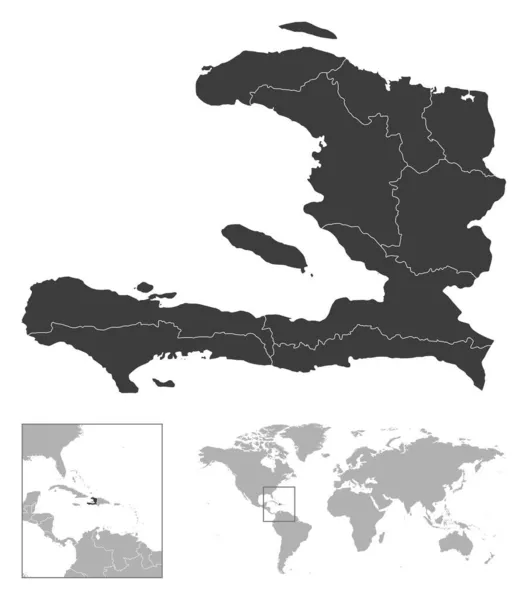 ハイチ 詳細な国の概要と世界地図上の場所 ベクターイラスト — ストックベクタ
