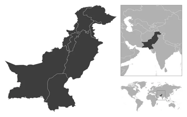 Pakistán Descripción Detallada Del País Ubicación Mapa Del Mundo Ilustración — Vector de stock