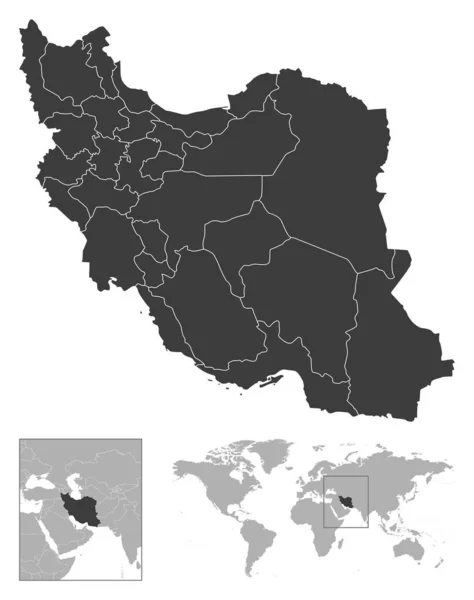 Irán Descripción Detallada Del País Ubicación Mapa Del Mundo Ilustración — Vector de stock