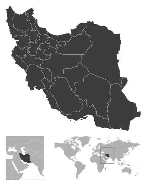 Иран Подробный Контур Страны Расположение Карте Мира Векторная Иллюстрация — стоковый вектор