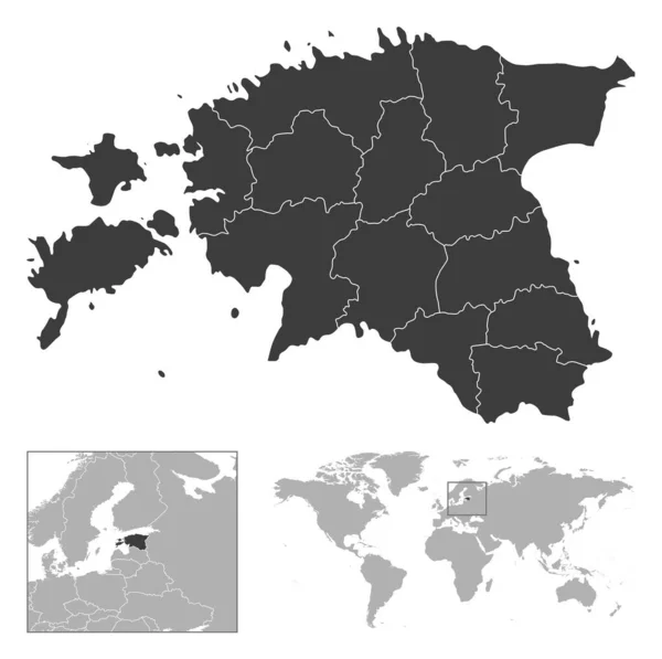 Estland Detaljerad Landskiss Och Läge Världskartan Vektorillustration — Stock vektor