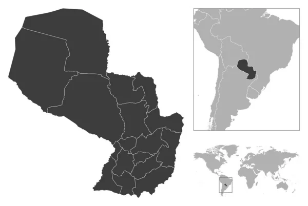 Παραγουάη Λεπτομερής Περιγραφή Και Τοποθεσία Της Χώρας Στον Παγκόσμιο Χάρτη — Διανυσματικό Αρχείο