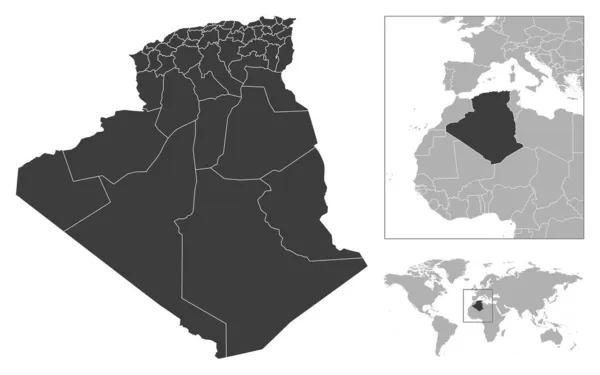 Algérie Plan Détaillé Pays Localisation Sur Carte Monde Illustration Vectorielle — Image vectorielle