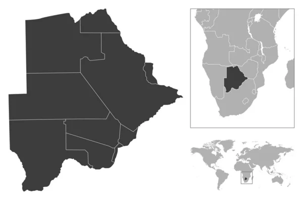 Botswana Descripción Detallada Del País Ubicación Mapa Del Mundo Ilustración — Archivo Imágenes Vectoriales