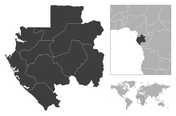 Gabão Esboço Detalhado País Localização Mapa Mundo Ilustração Vetorial —  Vetores de Stock