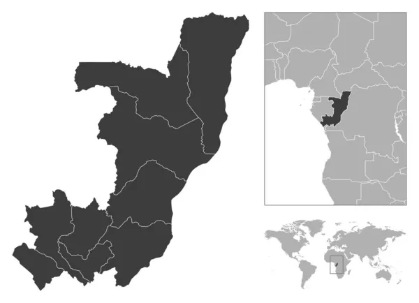 República Congo Esboço Detalhado País Localização Mapa Mundo Ilustração Vetorial —  Vetores de Stock