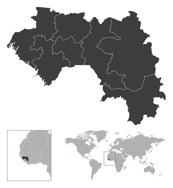 Guinee Gedetailleerde Landkaart Locatie Wereldkaart Vectorillustratie — Stockvector