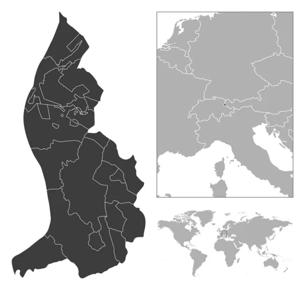 Liechtenstein Descrição Detalhada País Localização Mapa Mundo Ilustração Vetorial — Vetor de Stock