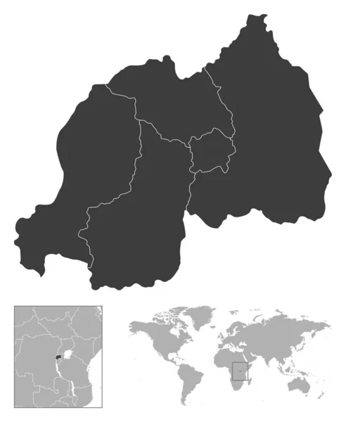 Ruanda Detaillierte Länderskizze Und Lage Auf Der Weltkarte Vektorillustration — Stockvektor