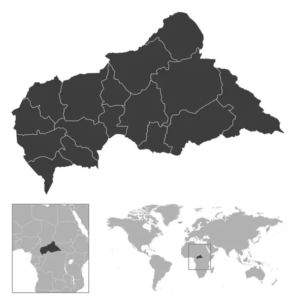 Orta Afrika Cumhuriyeti Dünya Haritasında Ayrıntılı Ülke Ana Hatları Konumu — Stok Vektör