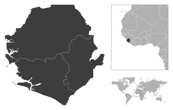 Serra Leoa Esboço Detalhado País Localização Mapa Mundo Ilustração Vetorial —  Vetores de Stock
