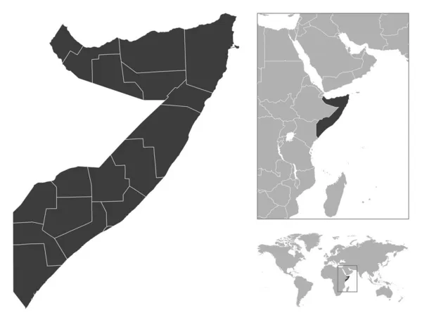 索马里 详细的国家概况和世界地图上的位置 矢量说明 — 图库矢量图片